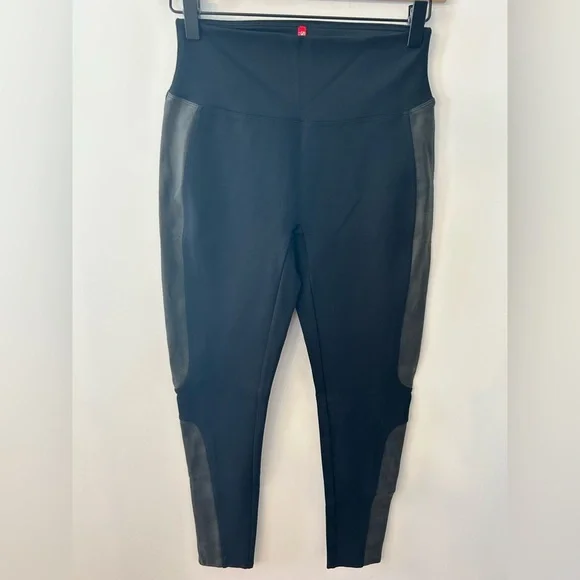 Spanx Women’s Black Faux Leather Panel Ponte Leggings, Size Small - Picture 5 of 13